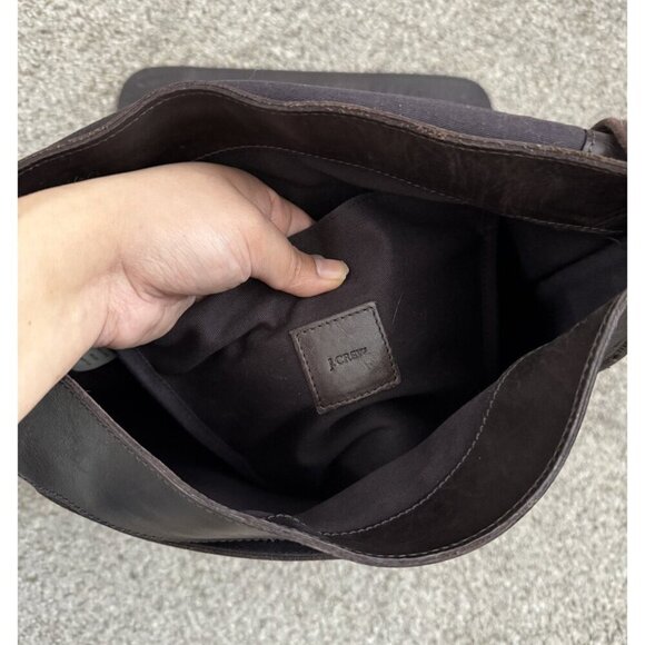 J. Crew 100% Leather Brown Satchel Messenger Bag Laptop Travel Business Large - Picture 10 of 11